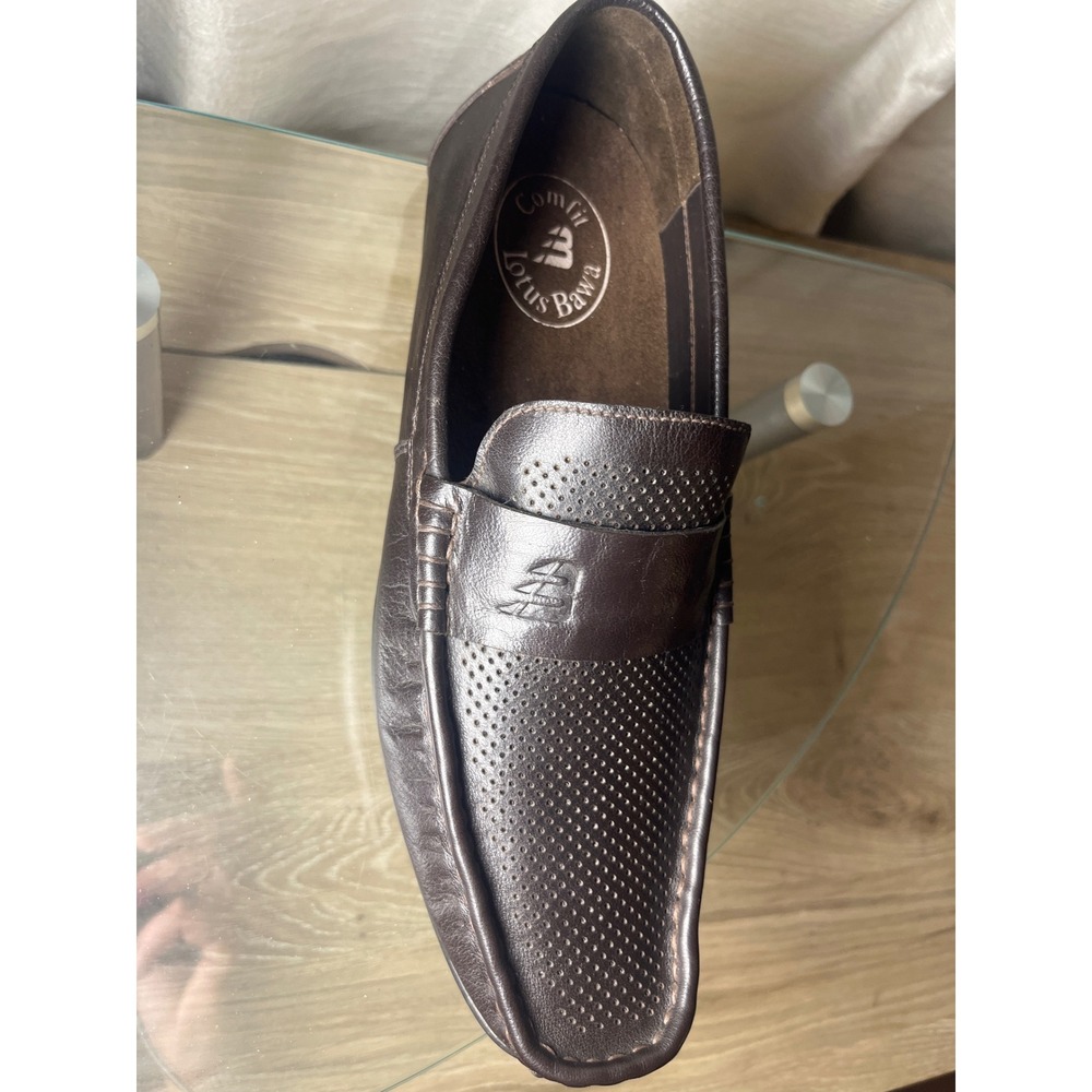 Lotus Bawa Mens Brown Leather Driving Loafers Penny Moccasins LB-73 Size 9 43